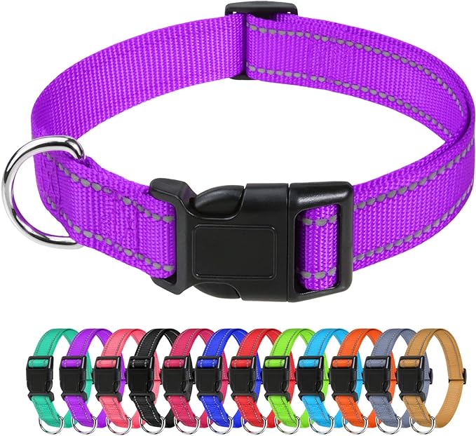 Taglory Reflective Nylon Dog Collars, Adjustable Classic Dog Collar with Quick Release Buckle