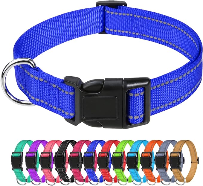 Taglory Reflective Nylon Dog Collars, Adjustable Classic Dog Collar with Quick Release Buckle