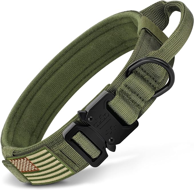 Taglory Strong Tactical Dog Collar, Military Dog Collar with Durable Handle, Thick Wide Heavy Duty Dog Collars with Metal Buckle