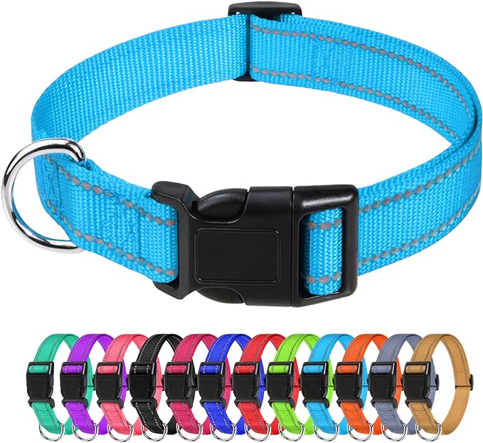 Taglory Reflective Nylon Dog Collars, Adjustable Classic Dog Collar with Quick Release Buckle