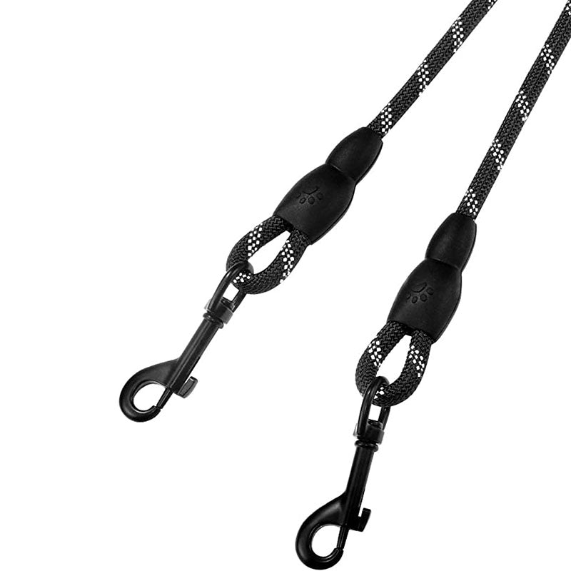 Reflective Double Dog Leash, 360 Swivel No Tangle Walking Double Leash