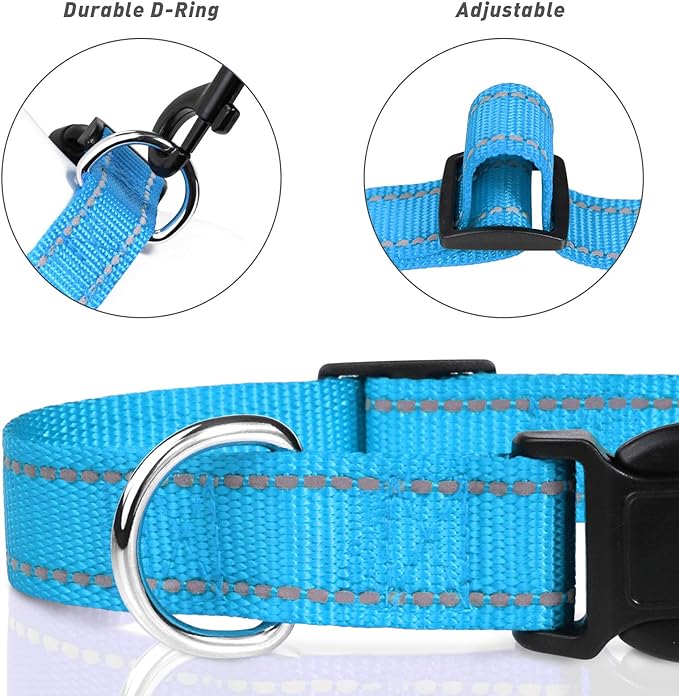 Taglory Reflective Nylon Dog Collars, Adjustable Classic Dog Collar with Quick Release Buckle