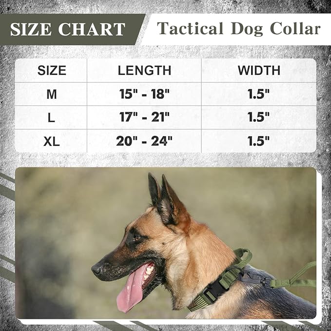 Taglory Strong Tactical Dog Collar, Military Dog Collar with Durable Handle, Thick Wide Heavy Duty Dog Collars with Metal Buckle