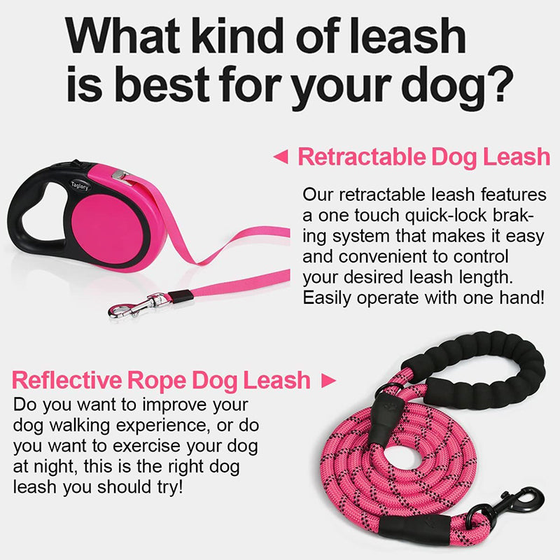 16ft One-Handed Brake No Tangle Retractable Dog Leash