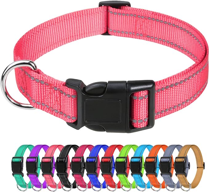Taglory Reflective Nylon Dog Collars, Adjustable Classic Dog Collar with Quick Release Buckle