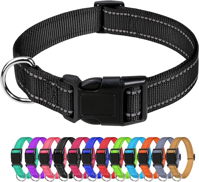 Taglory Reflective Nylon Dog Collars, Adjustable Classic Dog Collar with Quick Release Buckle
