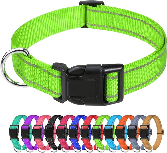 Taglory Reflective Nylon Dog Collars, Adjustable Classic Dog Collar with Quick Release Buckle
