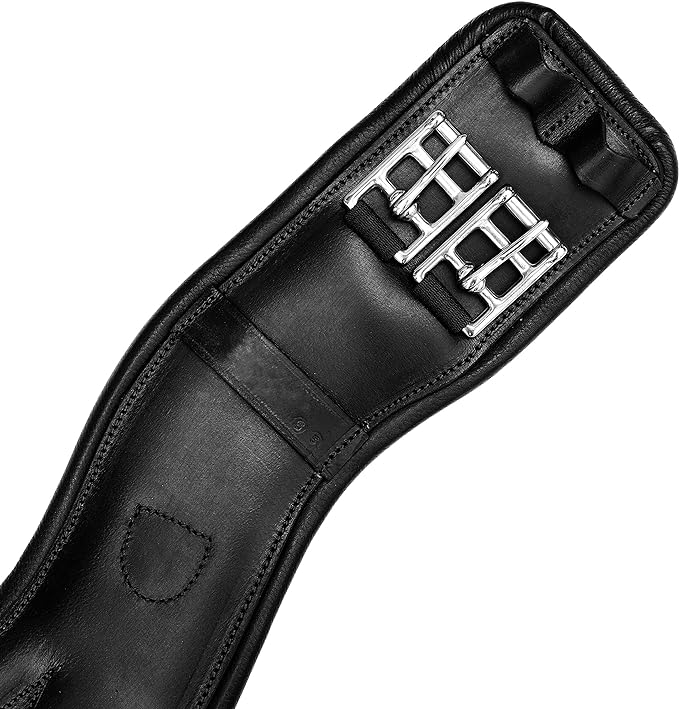 TAGLORY Black Padded Leather Comfort Contoured Dressage Girths of leather