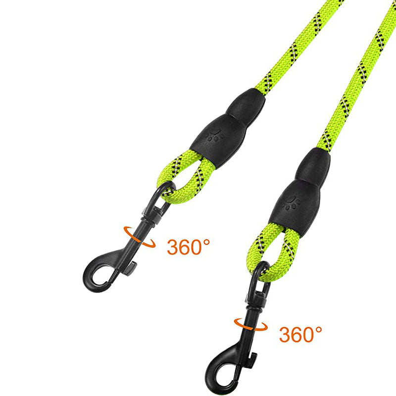 Reflective Double Dog Leash, 360 Swivel No Tangle Walking Double Leash