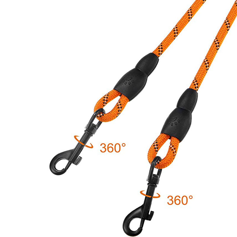 Reflective Double Dog Leash, 360 Swivel No Tangle Walking Double Leash