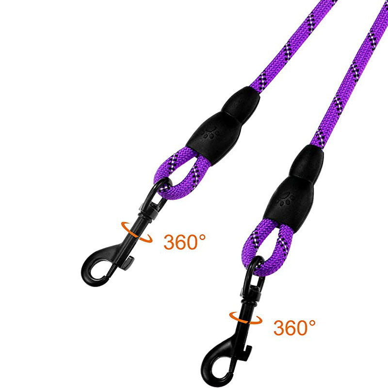 Reflective Double Dog Leash, 360 Swivel No Tangle Walking Double Leash