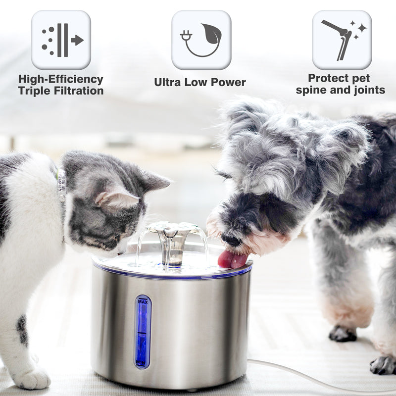 Ultra Quiet Pets Stainless Steel Automatic Water Fountain