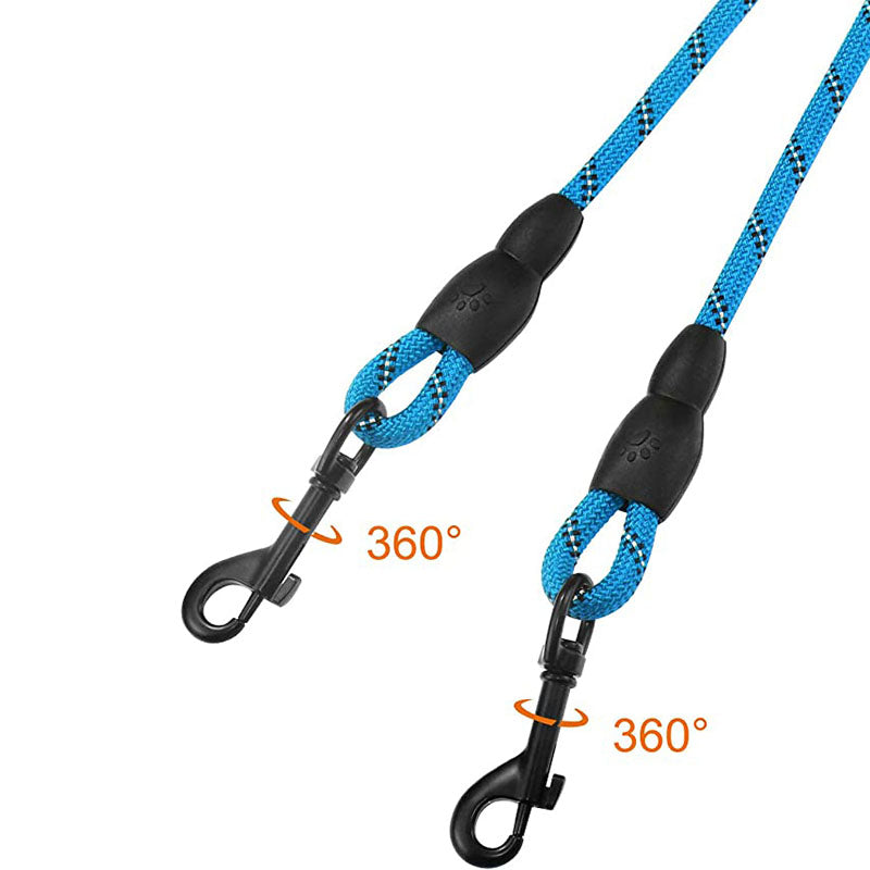 Reflective Double Dog Leash, 360 Swivel No Tangle Walking Double Leash