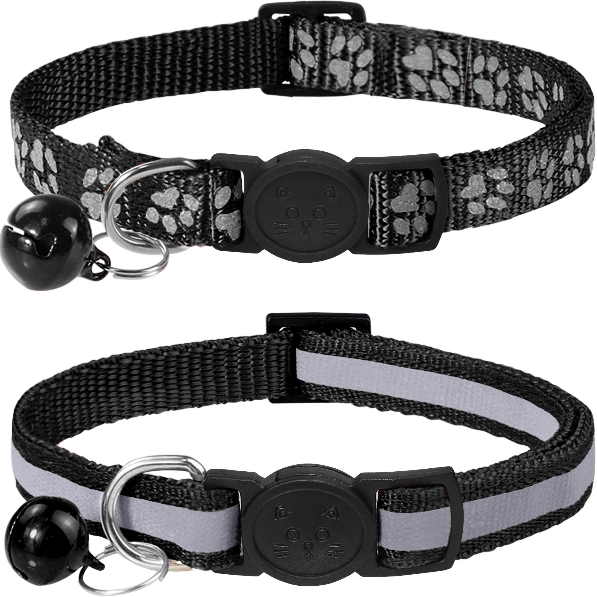 Taglory 2 Pack Adjustable Breakaway Reflective Cat Collar with Bell