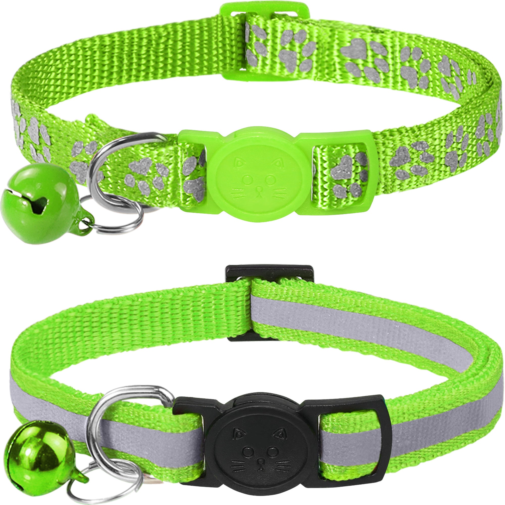 Taglory 2 Pack Adjustable Breakaway Reflective Cat Collar with Bell