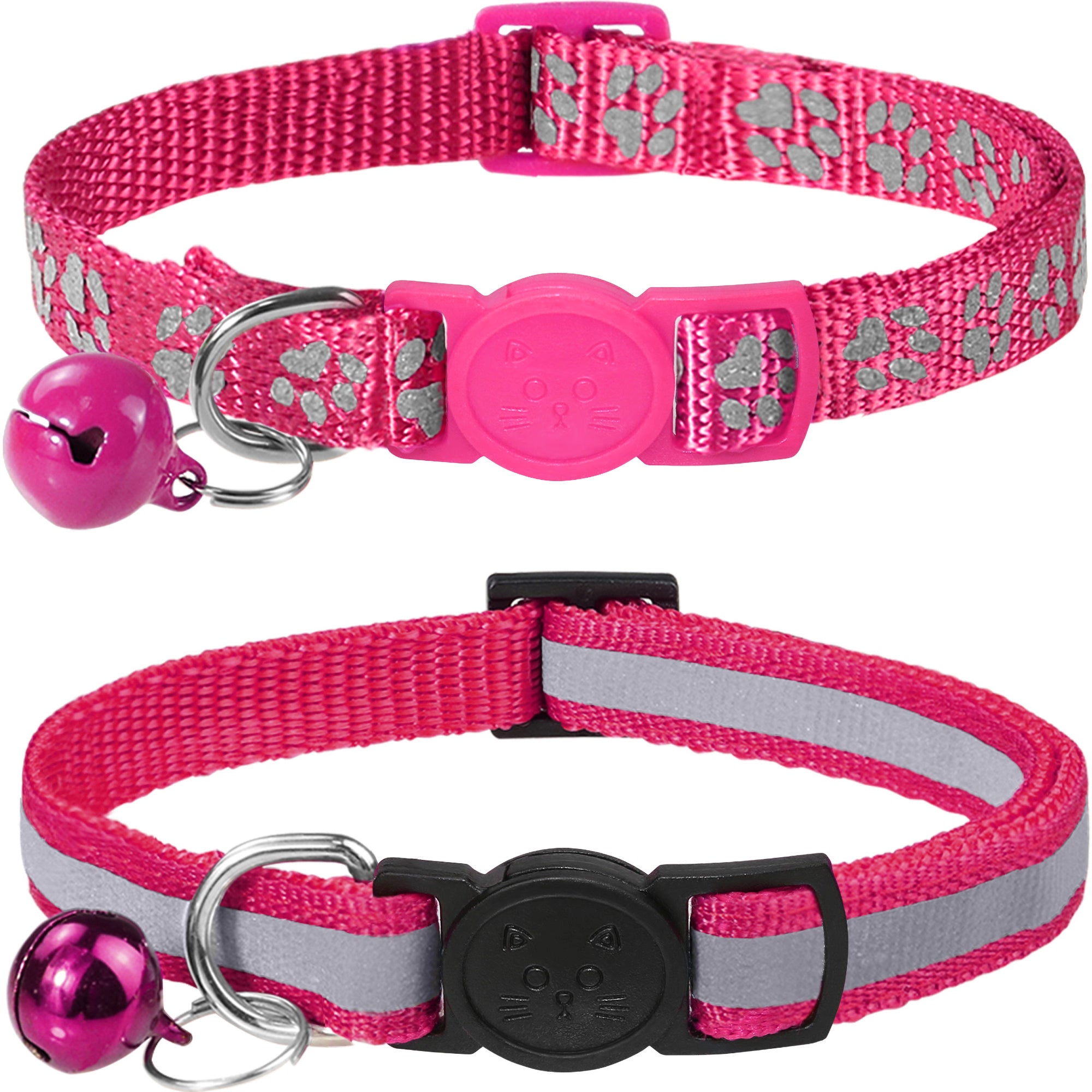 Taglory 2 Pack Adjustable Breakaway Reflective Cat Collar with Bell