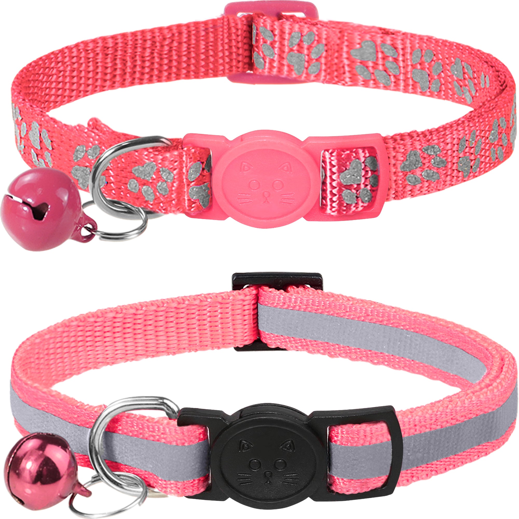 Taglory 2 Pack Adjustable Breakaway Reflective Cat Collar with Bell