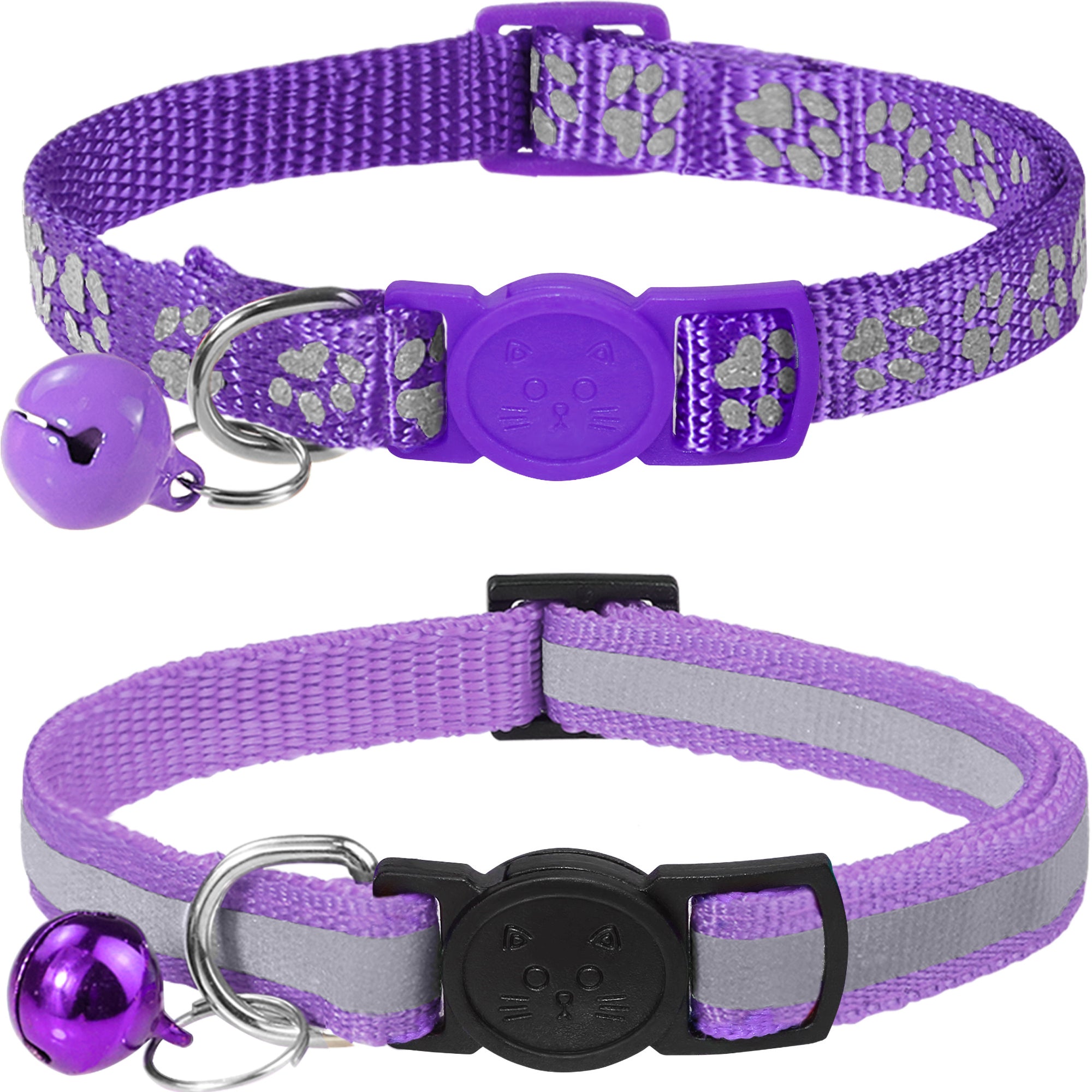 Taglory 2 Pack Adjustable Breakaway Reflective Cat Collar with Bell