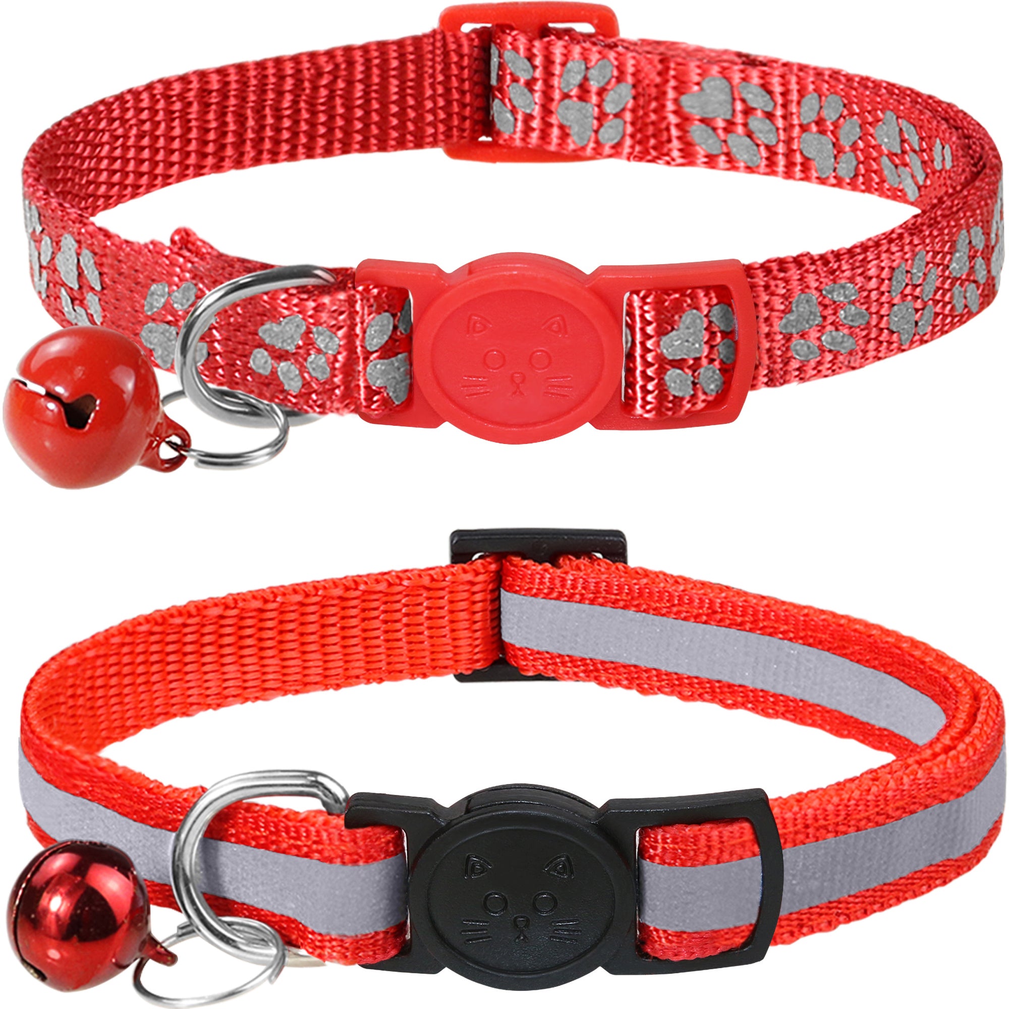 Taglory 2 Pack Adjustable Breakaway Reflective Cat Collar with Bell