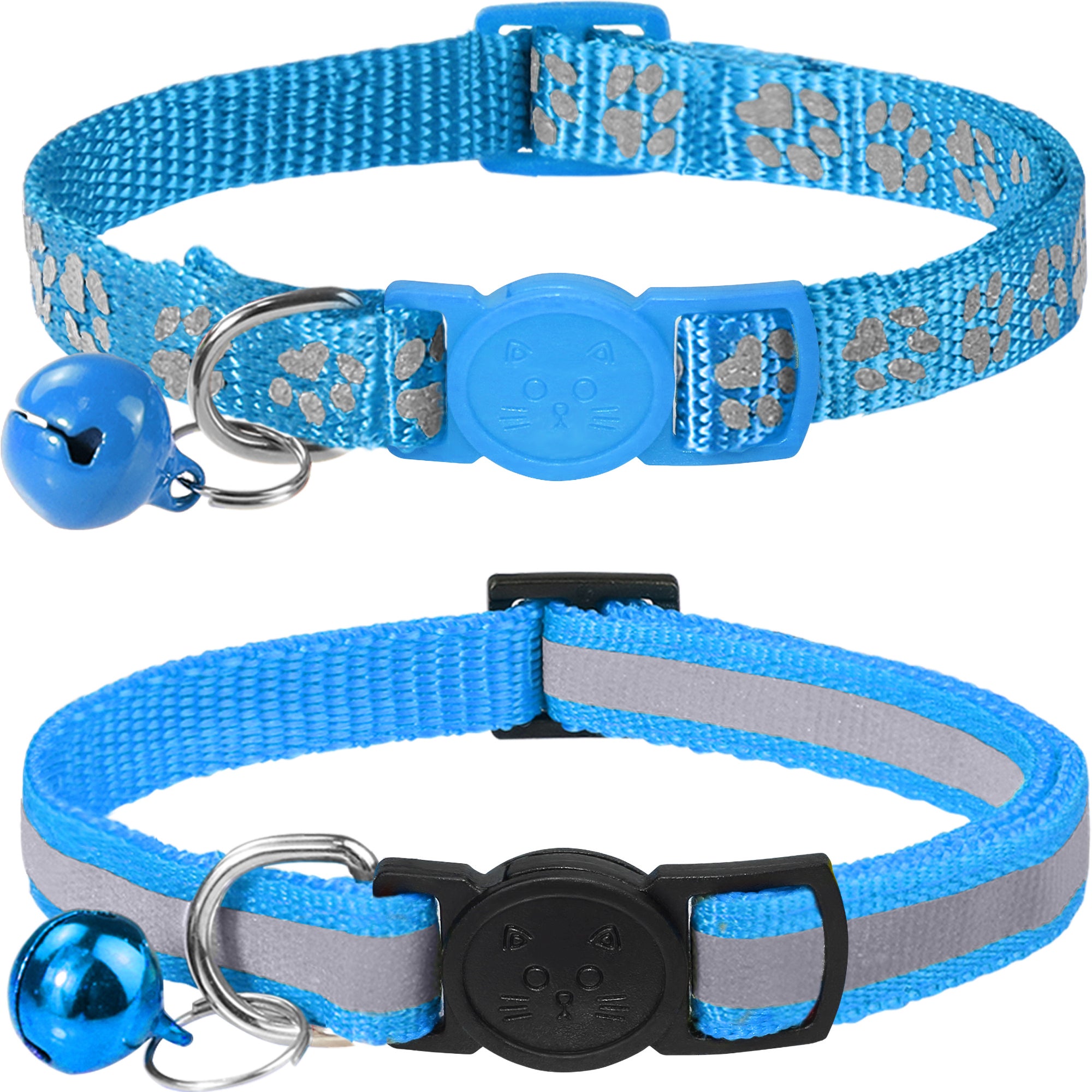 Taglory 2 Pack Adjustable Breakaway Reflective Cat Collar with Bell