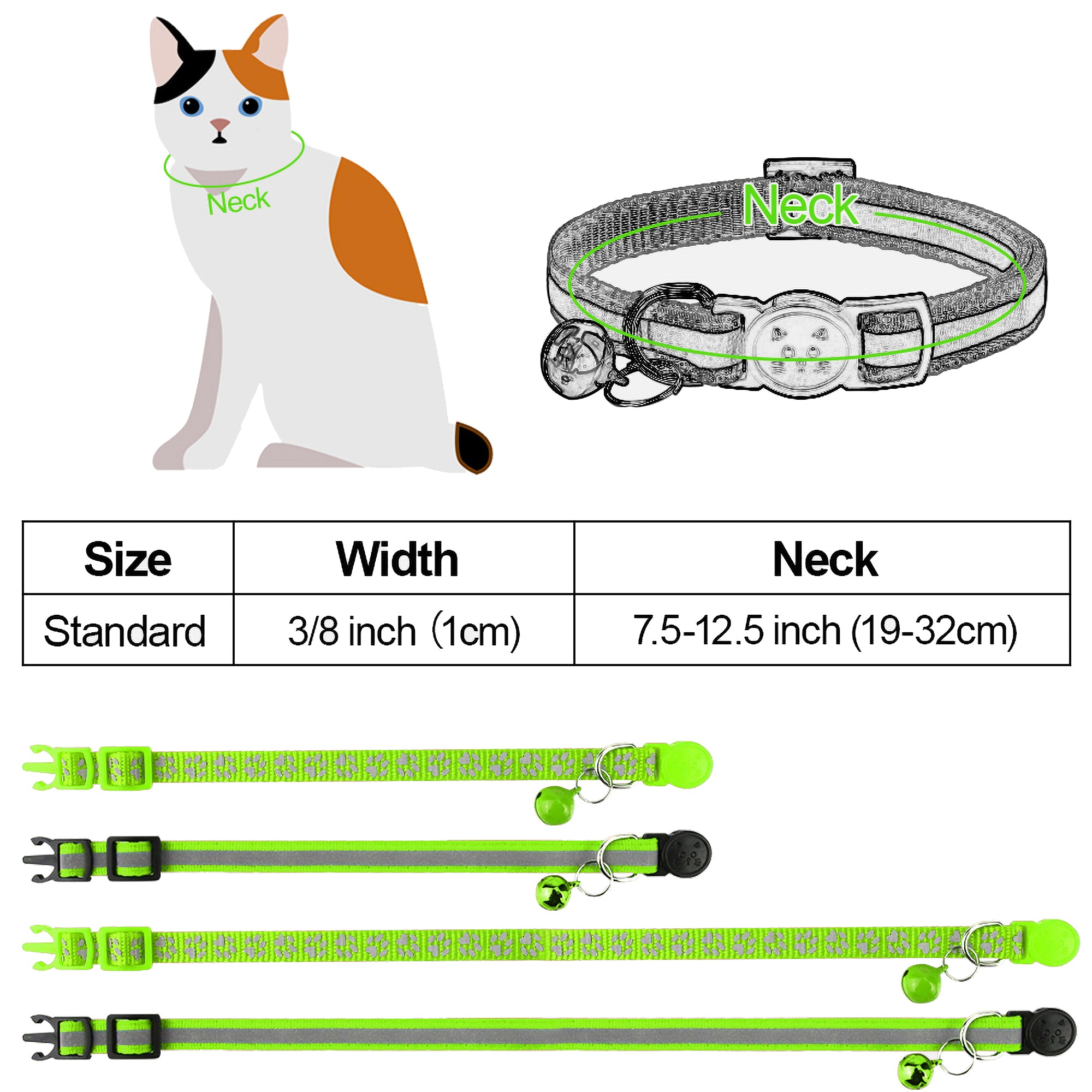 Taglory 2 Pack Adjustable Breakaway Reflective Cat Collar with Bell