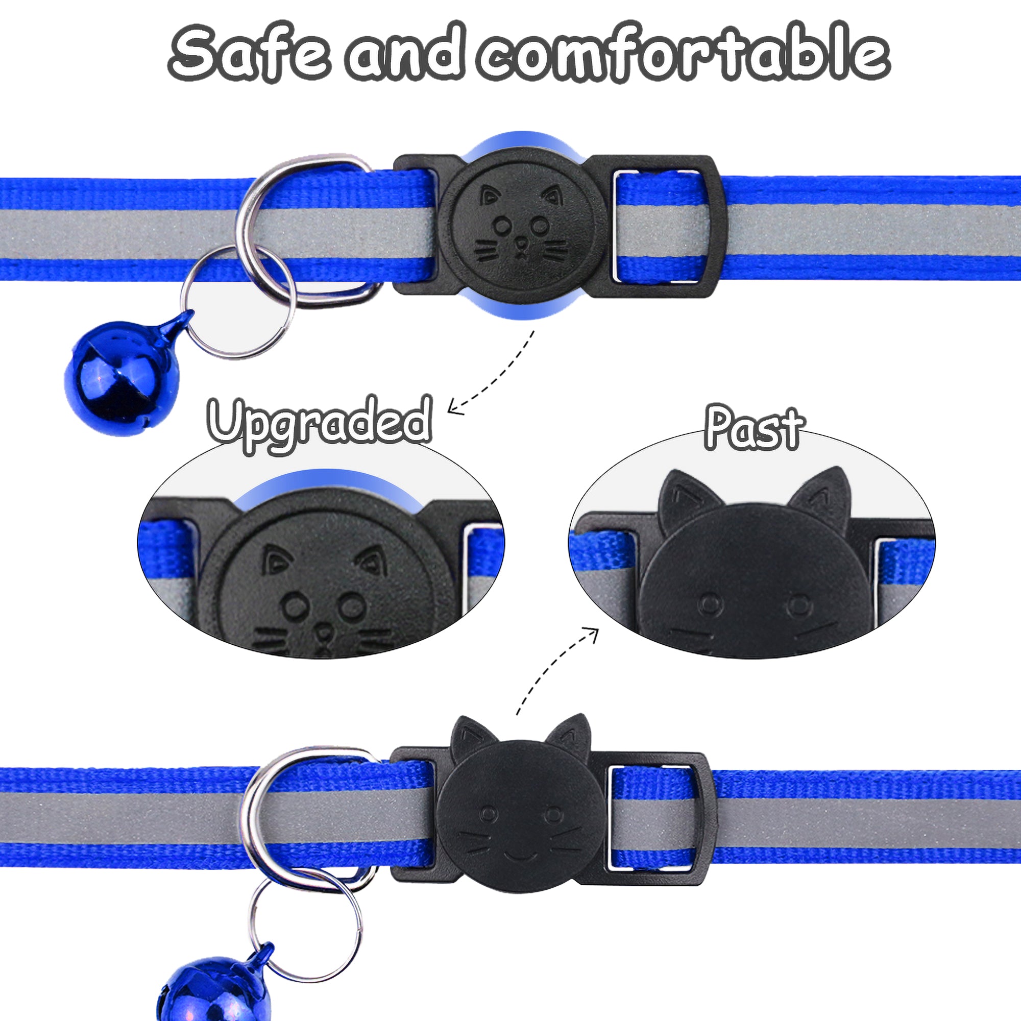 Taglory 2 Pack Adjustable Breakaway Reflective Cat Collar with Bell